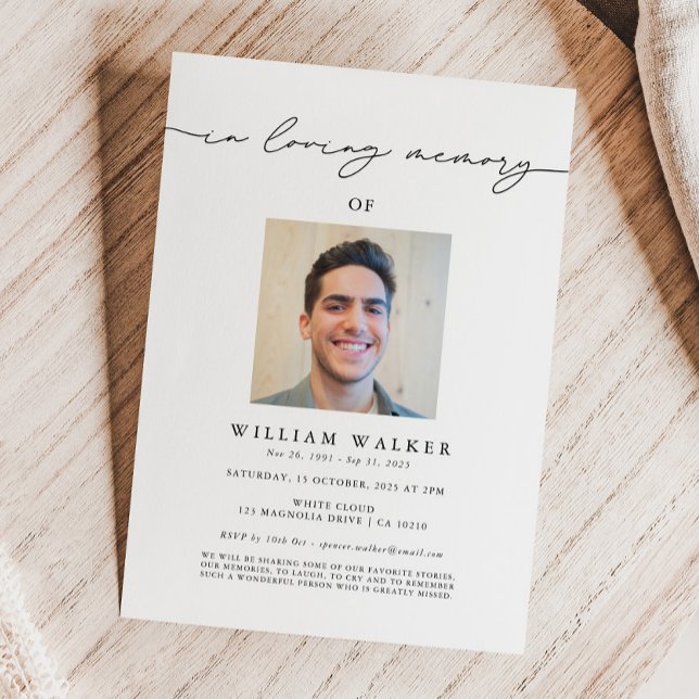 Invitación Servicio Funeral de Memorial con Foto en Memoria A (Subido por el creador)