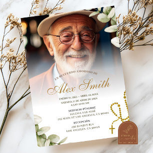 Invitación Servicio Funeral Memorial de Foto de Vegetación Mi