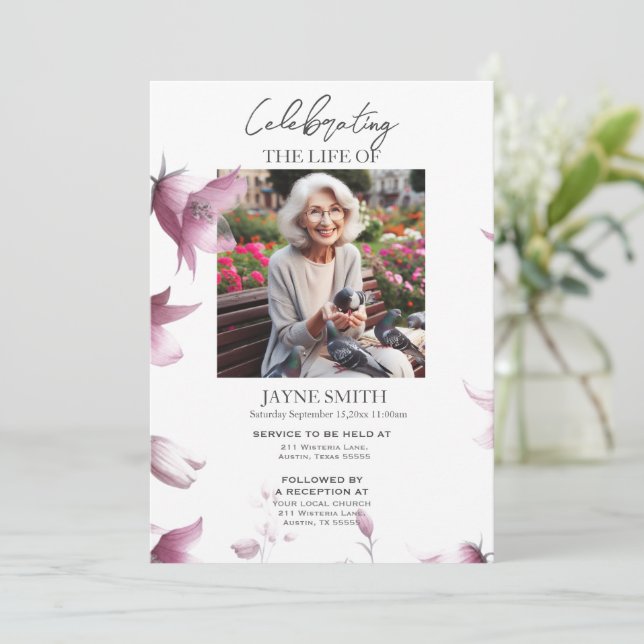Invitación Servicio funerario conmemorativo electrónico de bo (Anverso de pie)