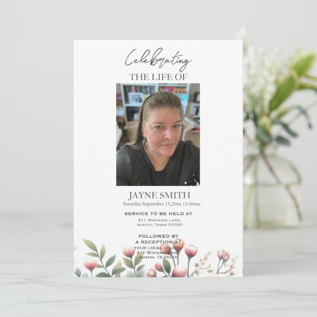 Invitación Servicio funerario conmemorativo electrónico de es (Anverso de pie)