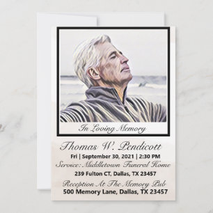 Invitación Servicio Funerario Memorial Minimalista Simple de