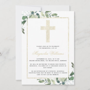 Invitación Servicio Memorial Gold Cross Eucalyptus