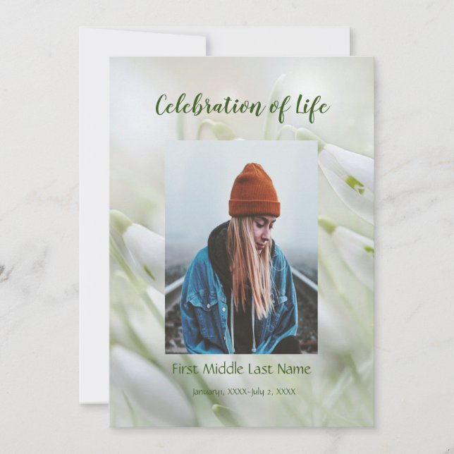 Invitación Servicio Memorial invita a las flores de los jardi (Anverso)