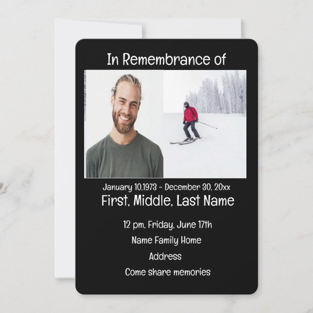 Invitación Servicio Memorial Invita al esquí a través del cam (Anverso)