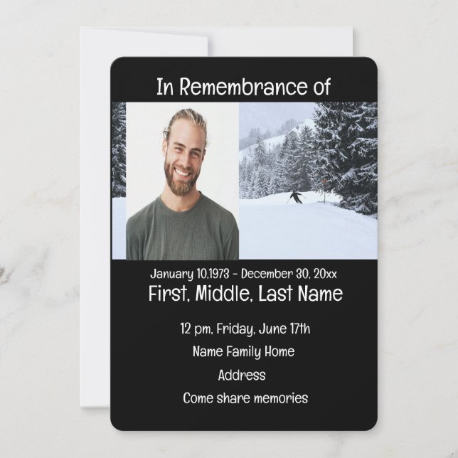 Invitación Servicio Memorial Invita al esquí a través del cam (Anverso)