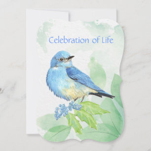 Invitación Servicio Memorial Invitar a Watercolor Bluebird Bi