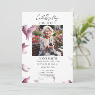 Invitación Servicio moderno de memorias funerarias botánicas 