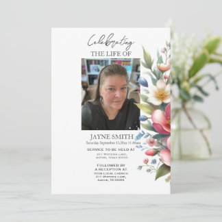 Invitación Servicio moderno de memorias funerarias botánicas 