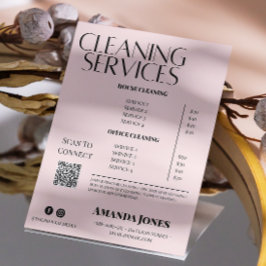 Invitación Servicios de limpieza Precio Masculino Pastel Rosa