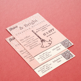 Invitación Servicios De Limpieza Rosa De Rubor Exploración De