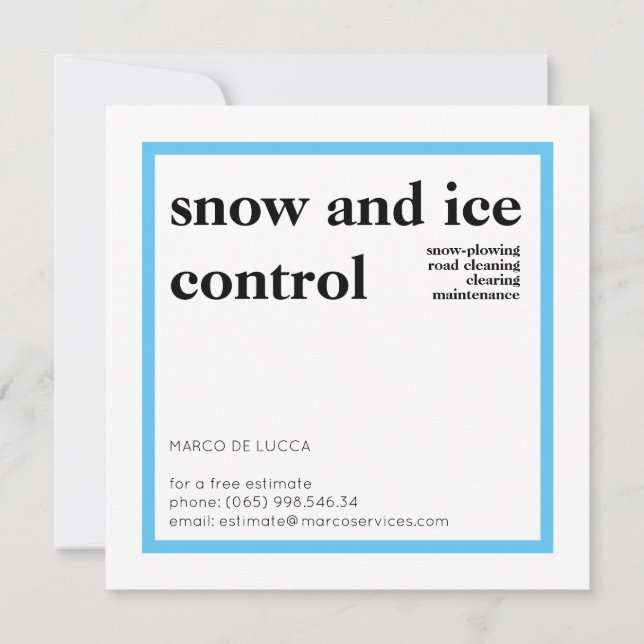 Invitación Servicios de Retirada de Nieve, Quitanieves (Reverso)