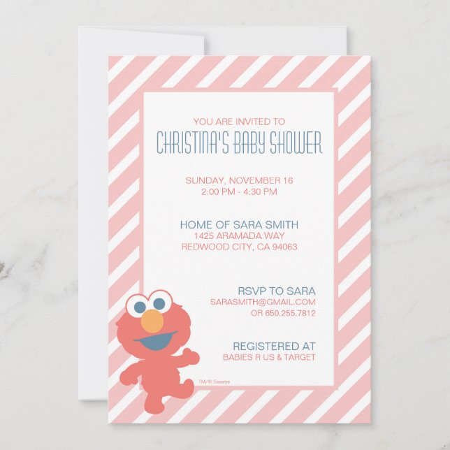 Invitación Sesame Street Baby Elmo Baby Shower (Anverso)