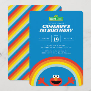 Invitación Sesame Street   Cumpleaños del arcoíris de Elmo