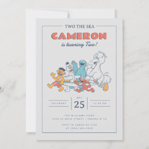 Invitación Sesame Street   Dos al Mar Cumpleaños de Verano