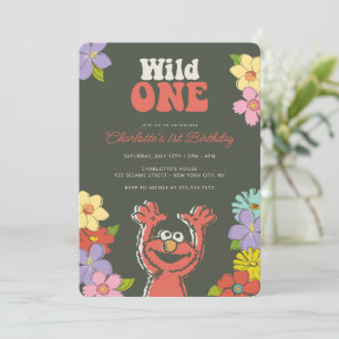 Invitación Sesame Street Elmo   Cumpleaños Salvaje De Una Flo