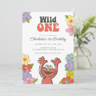 Invitación Sesame Street Elmo Cumpleaños Salvaje De Una Flo