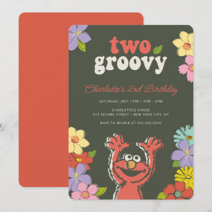 Invitación Sesame Street Elmo   Dos cumpleaños floral de Groo