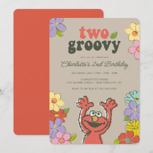 Invitación Sesame Street Elmo   Dos Groovy Cumpleaños Florale