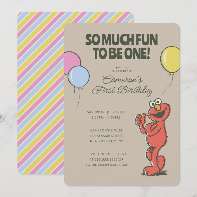 Invitación Sesame Street Elmo Es Tan Divertido Que Sea Un Cum (Anverso / Reverso)