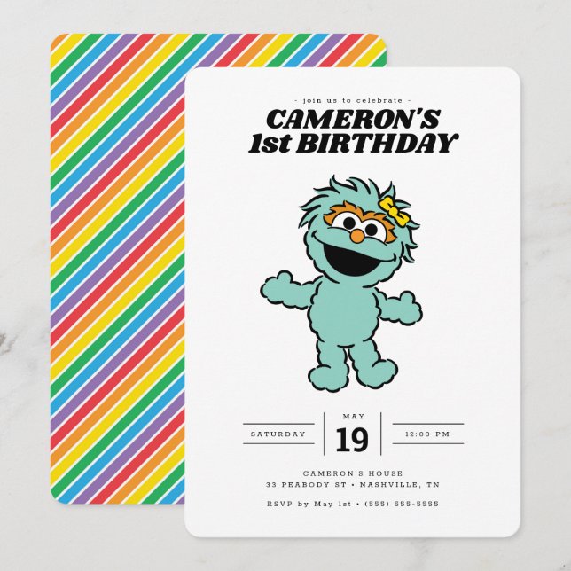 Invitación Sesame Street Rosita - Cumpleaños (Anverso / Reverso)