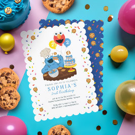 Invitación Sesame Street | Tarta de cumpleaños del Monstruo d