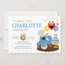 Invitación Sesame Street | Tarta de cumpleaños del Monstruo d