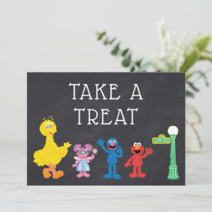 Invitación Sésamo Street Pals Chalkboard Rainbow Birday
