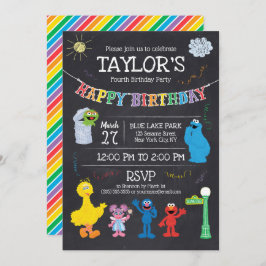 Invitación Sésamo Street Pals Chalkboard Rainbow Cuarto cumpl