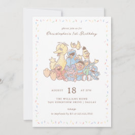 Invitación Sésamo Street Pals Watercolor Confetti Cumpleaños