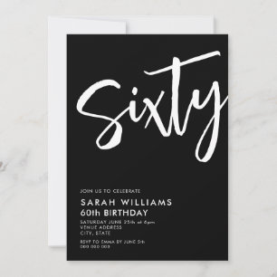 Invitación Sesenta años modernos en blanco y negro