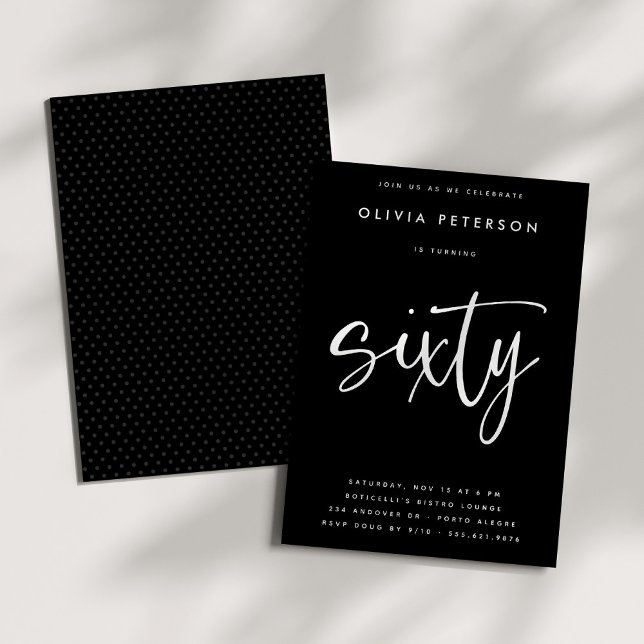 Invitación Sesenta | Blanco moderno en la fiesta de cumpleaño (Subido por el creador)