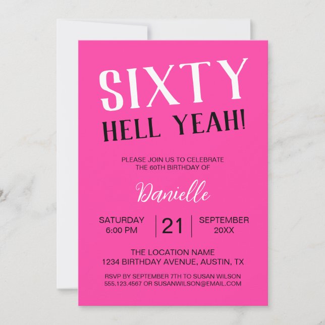 Invitación ¡Sesenta Diablos! El audaz cumpleaños 60 del Rosad (Anverso)