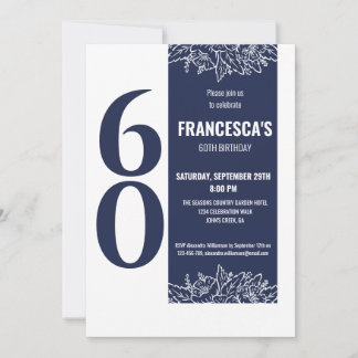 Invitación Sesenta Elegante Fiesta de cumpleaños 60 de Floral