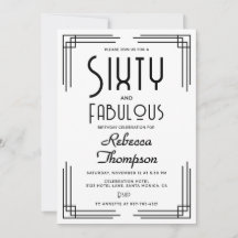 Sesenta Fabuloso Blanco Negro Art Deco 60 Cumpleañ