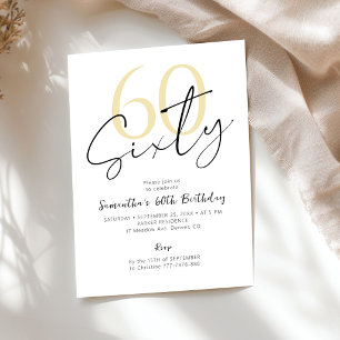 Invitación Sesenta fiesta de cumpleaños 60 moderno oro blanco