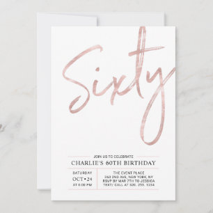 Invitación Sesenta   Fiesta de Cumpleaños Moderno de 60 años 