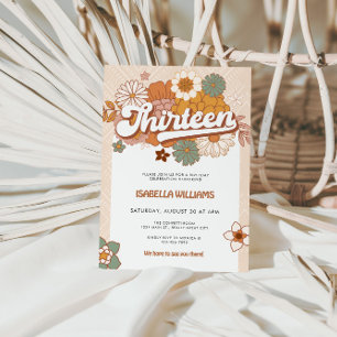 Invitación Sesenta Groovy Retro 13 cumpleaños