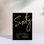 Invitación Sesenta | Modern Gold & Black 60th Birthday Party<br><div class="desc">Celebra tu día especial con esta sencilla y elegante invitación a la fiesta de cumpleaños número 60. Este diseño presenta un guión de broche "Sixty" con un diseño limpio en combinación de color negro y oro. Hay más diseños y suministros de fiesta disponibles en mi tienda BaraBomDesign.</div>