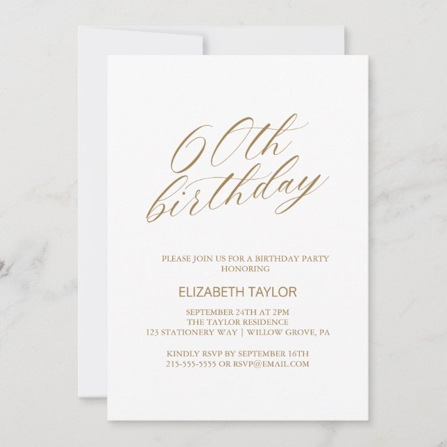 Invitación Sesenta | Modern Gold & Blue 60th Birthday Party (Anverso)