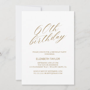 Invitación Sesenta Modern Gold & Blue 60th Birthday Party