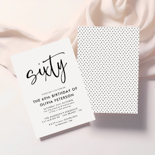 Invitación Sesenta Moderna 60ª fiesta de cumpleaños en blan