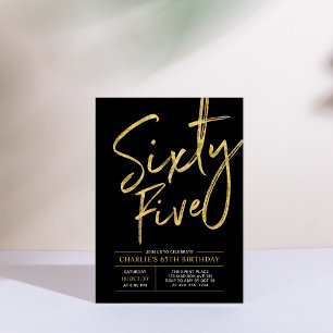 Invitación Sesenta y cinco Fiesta de cumpleaños 65 dorado y