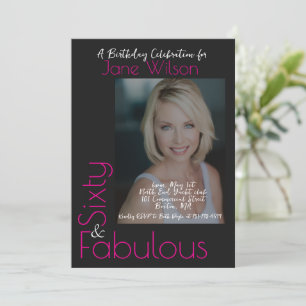 Invitación Sesenta y Fabulosa Rosa y Negro Foto