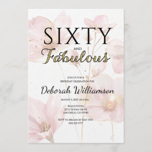 Invitación Sesenta y Fabuloso Black Pink Fiesta de Cumpleaños