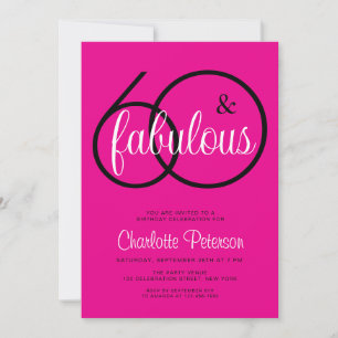 Invitación Sesenta y Fabuloso Cumpleaños 60 Fiesta Rosa