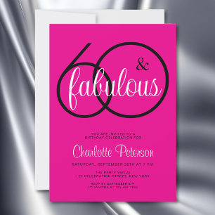 Invitación Sesenta y Fabuloso Cumpleaños 60 Fiesta Rosa
