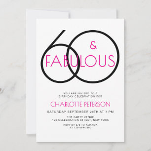 Invitación Sesenta y Fabuloso Cumpleaños Modernos 60 Invitaci