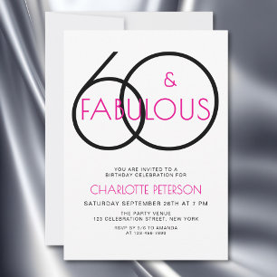 Invitación Sesenta y Fabuloso Cumpleaños Modernos 60 Invitaci