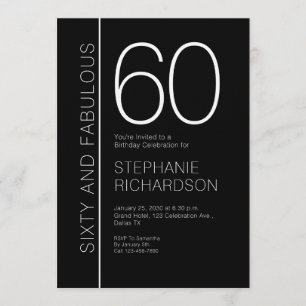 Invitación Sesenta y Fabuloso Cumpleaños Modernos de 60 años