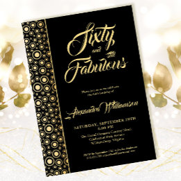 Invitación Sesenta y Fabuloso Elegante Oro Negro 60 cumpleaño